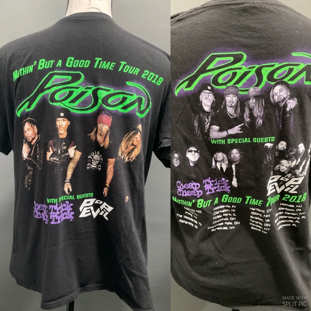 NWOT POISON NOTHIN BUT A GOOD TIME 2018 TOUR SHIRT BY DELTA